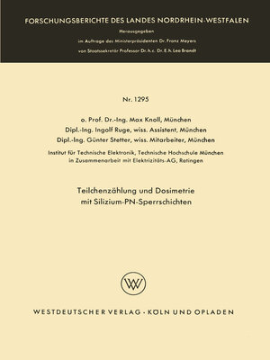 cover image of Teilchenzählung und Dosimetrie mit Silizium-PN-Sperrschichten
